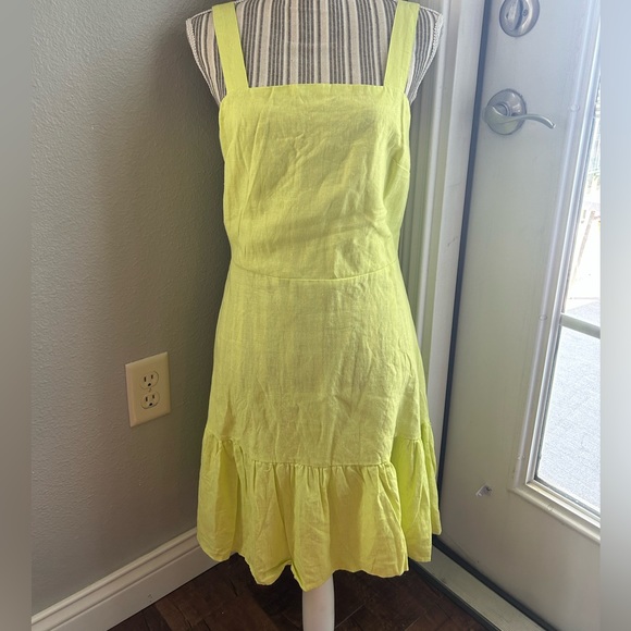 NY&Co Yellow Linen Blend Flare Dress (NWT) - Picture 3 of 8